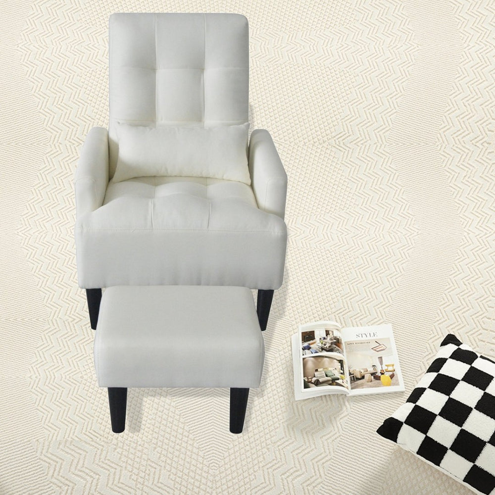 English Elm Redde Modern Cream White Recliner Sofa Chair With Ottoman - Ergonomic Comfort For Stylish Living Rooms W1183S00001-GIGA