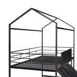 Hearth and Haven Breeze Twin Size House-Shaped Low Loft Bed with 2-Side Writable Board and Slide, Black MF294384AAB