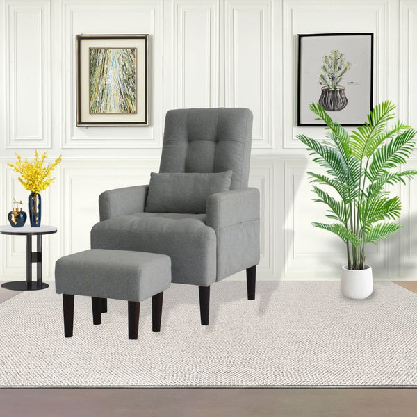 English Elm Redde Modern Adjustable Leisure Chair - Cozy Ergonomic Gray Sofa For Compact Living Spaces & Relaxation W1183S00002-GIGA