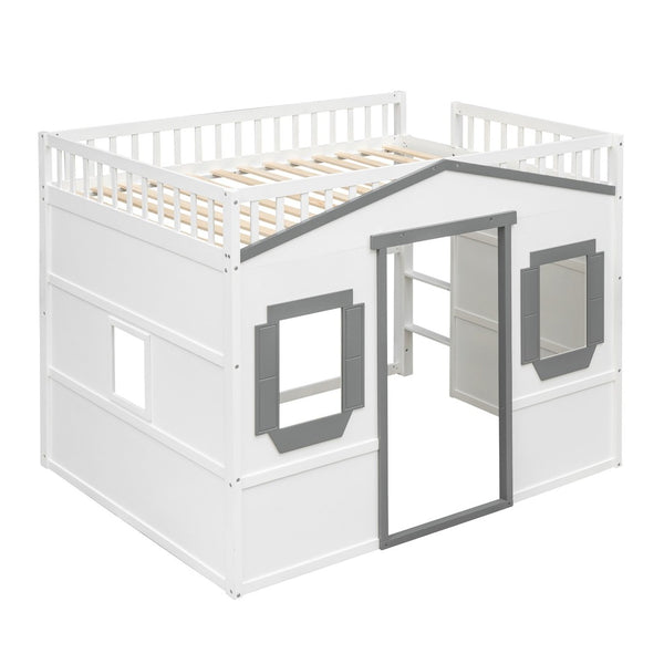 English Elm Full Size Pine Wood Loft Bed with Guardrails for Kids or Teen Bedroom LT000337AAM