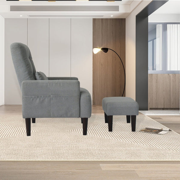 English Elm Redde Modern Adjustable Leisure Chair - Cozy Ergonomic Gray Sofa For Compact Living Spaces & Relaxation W1183S00002-GIGA