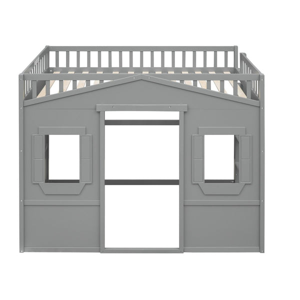 English Elm Full Size Pine Wood Loft Bed with Guard Rails and Ladder for Kids Rooms LT000337AAE