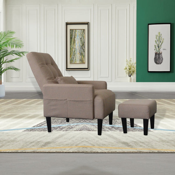 English Elm Redde Modern Multifunctional Lounge Chair & Ottoman Set - Adjustable Recline, Storage & Comfort W1183S00003-GIGA