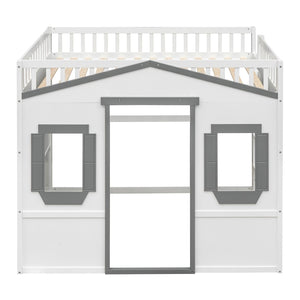 English Elm Full Size Pine Wood Loft Bed with Guardrails for Kids or Teen Bedroom LT000337AAM