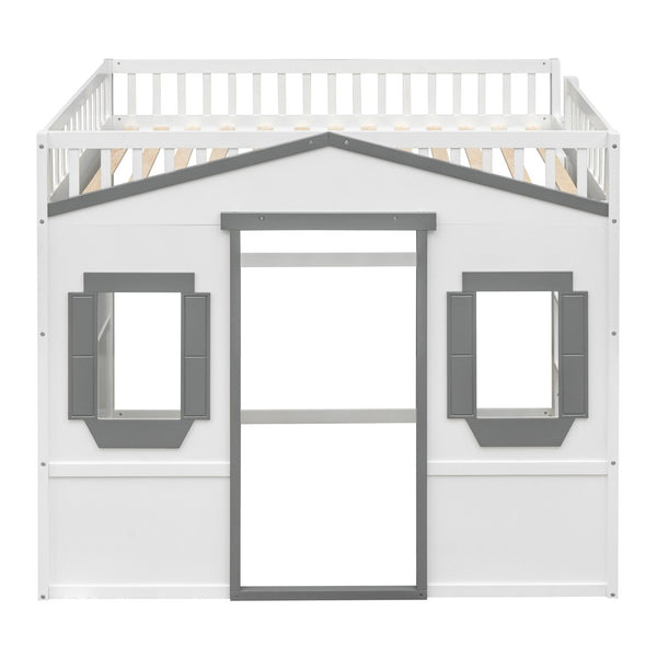 English Elm Full Size Pine Wood Loft Bed with Guardrails for Kids or Teen Bedroom LT000337AAM
