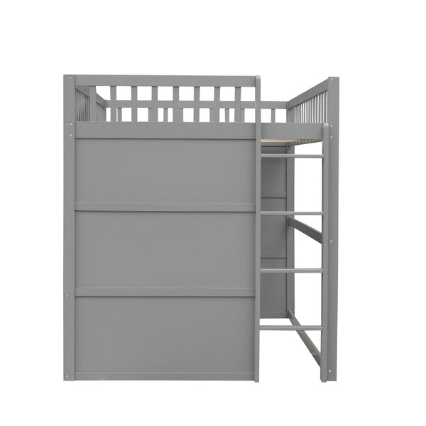 English Elm Full Size Pine Loft Bed with Guard Rails and Ladder for Kids or Teen Rooms LT000337AAN