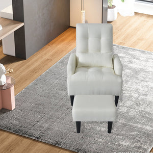 English Elm Redde Modern Cream White Recliner Sofa Chair With Ottoman - Ergonomic Comfort For Stylish Living Rooms W1183S00001-GIGA