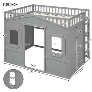English Elm Full Size Pine Wood Loft Bed with Guard Rails and Ladder for Kids Rooms LT000337AAE