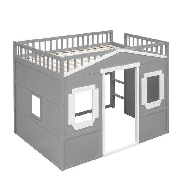 English Elm Full Size Pine Loft Bed with Guard Rails and Ladder for Kids or Teen Rooms LT000337AAN
