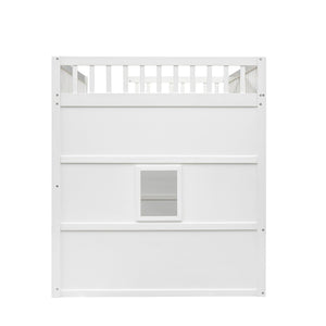 English Elm Full Size Pine Wood Loft Bed with Guardrails for Kids or Teen Bedroom LT000337AAM