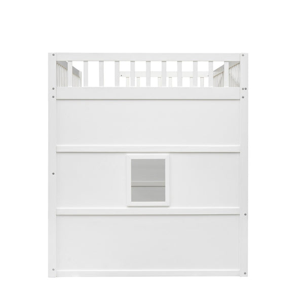 English Elm Full Size Pine Wood Loft Bed with Guardrails for Kids or Teen Bedroom LT000337AAM