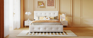 English Elm Upholstered Queen Storage Bed Tufted Linen Headboard Four Drawers No Box Spring LP100114AAK