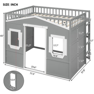 English Elm Full Size Pine Loft Bed with Guard Rails and Ladder for Kids or Teen Rooms LT000337AAN