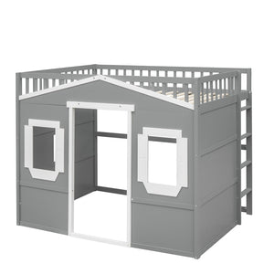 English Elm Full Size Pine Loft Bed with Guard Rails and Ladder for Kids or Teen Rooms LT000337AAN
