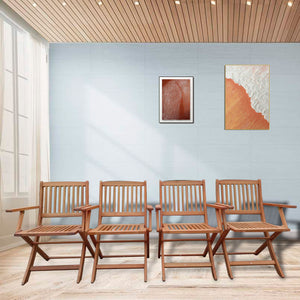 English Elm Foldable Teak Patio Dining Set with 4 Solid Wood Folding Chairs, Lightweight, Easy Assembly, 264lb Limit W49543726