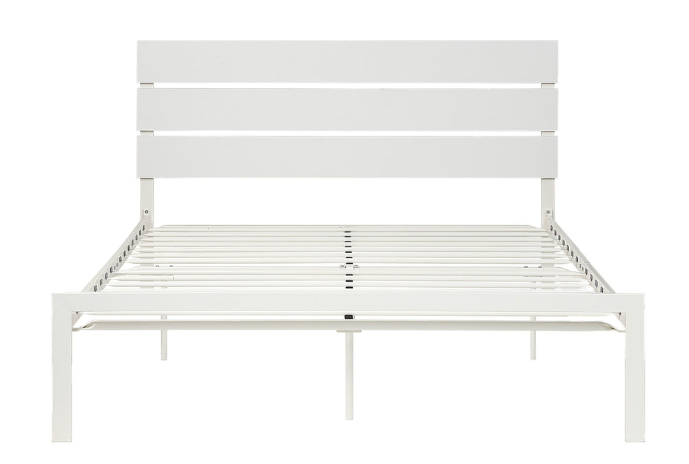 English Elm Contemporary Queen Metal Bed Frame in White – Minimal Casual Design, Sturdy Slatted Support, 81.75" x 63.75" B01167361