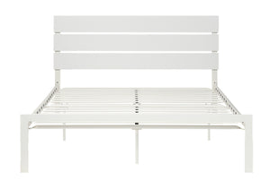 English Elm Contemporary Queen Metal Bed Frame in White – Minimal Casual Design, Sturdy Slatted Support, 81.75" x 63.75" B01167361