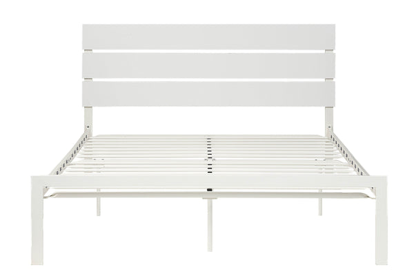 English Elm Contemporary Queen Metal Bed Frame in White – Minimal Casual Design, Sturdy Slatted Support, 81.75" x 63.75" B01167361