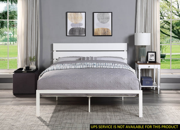 English Elm Contemporary Queen Metal Bed Frame in White – Minimal Casual Design, Sturdy Slatted Support, 81.75" x 63.75" B01167361
