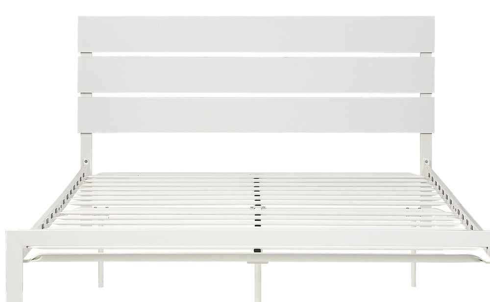 English Elm Contemporary Queen Metal Bed Frame in White – Minimal Casual Design, Sturdy Slatted Support, 81.75" x 63.75" B01167361
