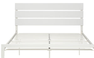 English Elm Contemporary Queen Metal Bed Frame in White – Minimal Casual Design, Sturdy Slatted Support, 81.75" x 63.75" B01167361