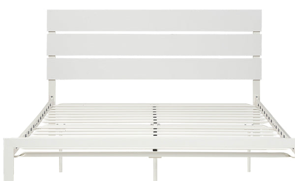 English Elm Contemporary Queen Metal Bed Frame in White – Minimal Casual Design, Sturdy Slatted Support, 81.75" x 63.75" B01167361