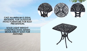 English Elm End table Gunmetal Aluminum Patio Side Table — Rustproof, Lightweight Square Outdoor Accent for Garden B01051512