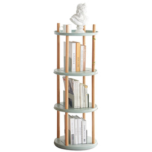 English Elm Storage Shelf Four Tier Rotating Bookcase Beech Wood and Steel Base for Any Room W128367499