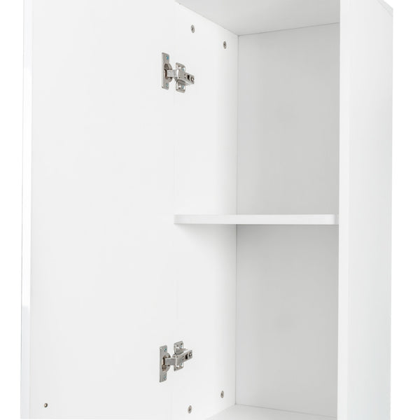 English Elm Freestanding Cabinet with 3 Fixed Shelves and Dual Doors – Tall Kitchen Pantry Storage, Durable Melamine Finish White W33165045