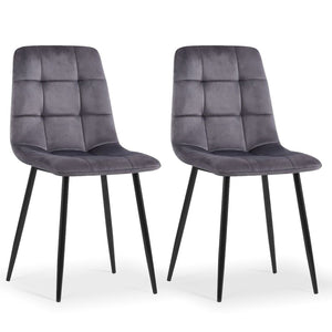 English Elm Grey Velvet Upholstered Dining Side Chairs Set of 2 with Sleek Metal Legs Grey W1164P307941