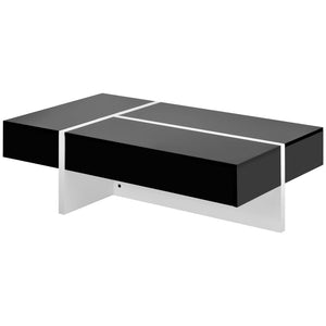 English Elm On-trend Gloss Rectangular Coffee Table with Drawer Black White Living Room WF292142AAB