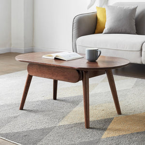 English Elm Capsule Solid Wood Coffee Table with Drawer Low Profile Natural Grain Living Room Desk W128367564