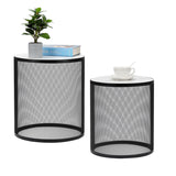 Set of 2 Nesting Metal Round Coffee/Side Tables with MDF Top, End Table Nightstand