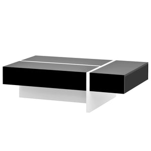 English Elm On-trend Gloss Rectangular Coffee Table with Drawer Black White Living Room WF292142AAB