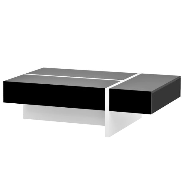 English Elm On-trend Gloss Rectangular Coffee Table with Drawer Black White Living Room WF292142AAB