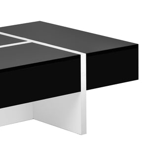 English Elm On-trend Gloss Rectangular Coffee Table with Drawer Black White Living Room WF292142AAB