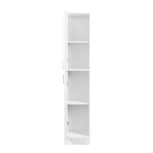 English Elm Freestanding Cabinet with 3 Fixed Shelves and Dual Doors – Tall Kitchen Pantry Storage, Durable Melamine Finish White W33165045