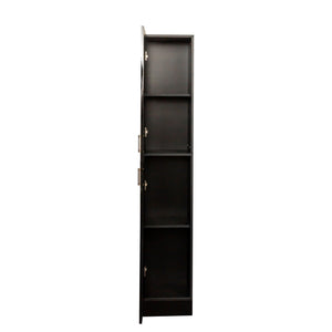 English Elm Freestanding Cabinet with 3 Fixed Shelves and Dual Doors – Tall Kitchen Pantry Storage, Durable Melamine Finish Black W33165048