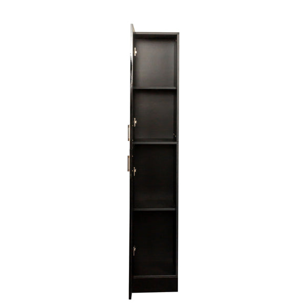 English Elm Freestanding Cabinet with 3 Fixed Shelves and Dual Doors – Tall Kitchen Pantry Storage, Durable Melamine Finish Black W33165048
