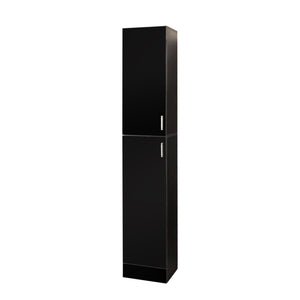 English Elm Freestanding Cabinet with 3 Fixed Shelves and Dual Doors – Tall Kitchen Pantry Storage, Durable Melamine Finish Black W33165048