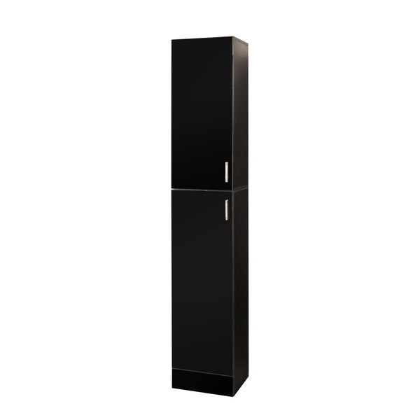 English Elm Freestanding Cabinet with 3 Fixed Shelves and Dual Doors – Tall Kitchen Pantry Storage, Durable Melamine Finish Black W33165048