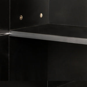 English Elm Freestanding Cabinet with 3 Fixed Shelves and Dual Doors – Tall Kitchen Pantry Storage, Durable Melamine Finish Black W33165048