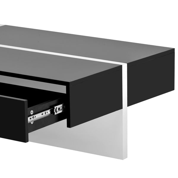 English Elm On-trend Gloss Rectangular Coffee Table with Drawer Black White Living Room WF292142AAB