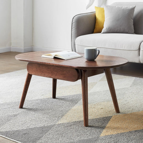 English Elm Capsule Solid Wood Coffee Table with Drawer Low Profile Natural Grain Living Room Desk W128367564
