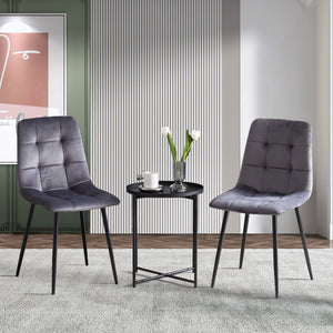 English Elm Grey Velvet Upholstered Dining Side Chairs Set of 2 with Sleek Metal Legs Grey W1164P307941