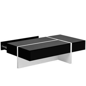 English Elm On-trend Gloss Rectangular Coffee Table with Drawer Black White Living Room WF292142AAB
