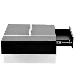 English Elm On-trend Gloss Rectangular Coffee Table with Drawer Black White Living Room WF292142AAB
