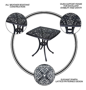 English Elm End table Gunmetal Aluminum Patio Side Table — Rustproof, Lightweight Square Outdoor Accent for Garden B01051512