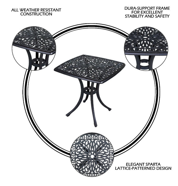 English Elm End table Gunmetal Aluminum Patio Side Table — Rustproof, Lightweight Square Outdoor Accent for Garden B01051512