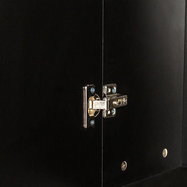 English Elm Freestanding Cabinet with 3 Fixed Shelves and Dual Doors – Tall Kitchen Pantry Storage, Durable Melamine Finish Black W33165048